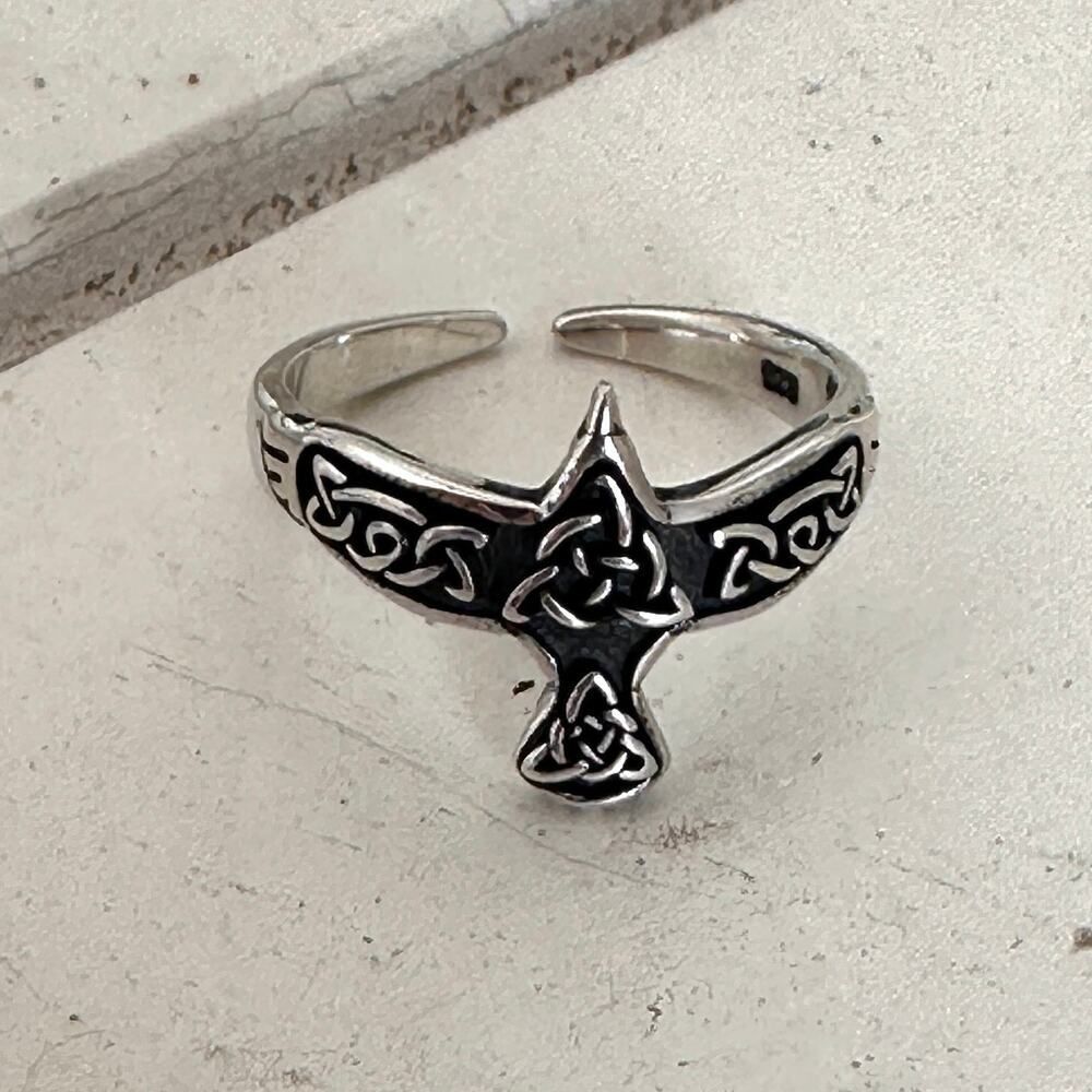 Aztec Celtic Raven Sterling Silver Toe Ring